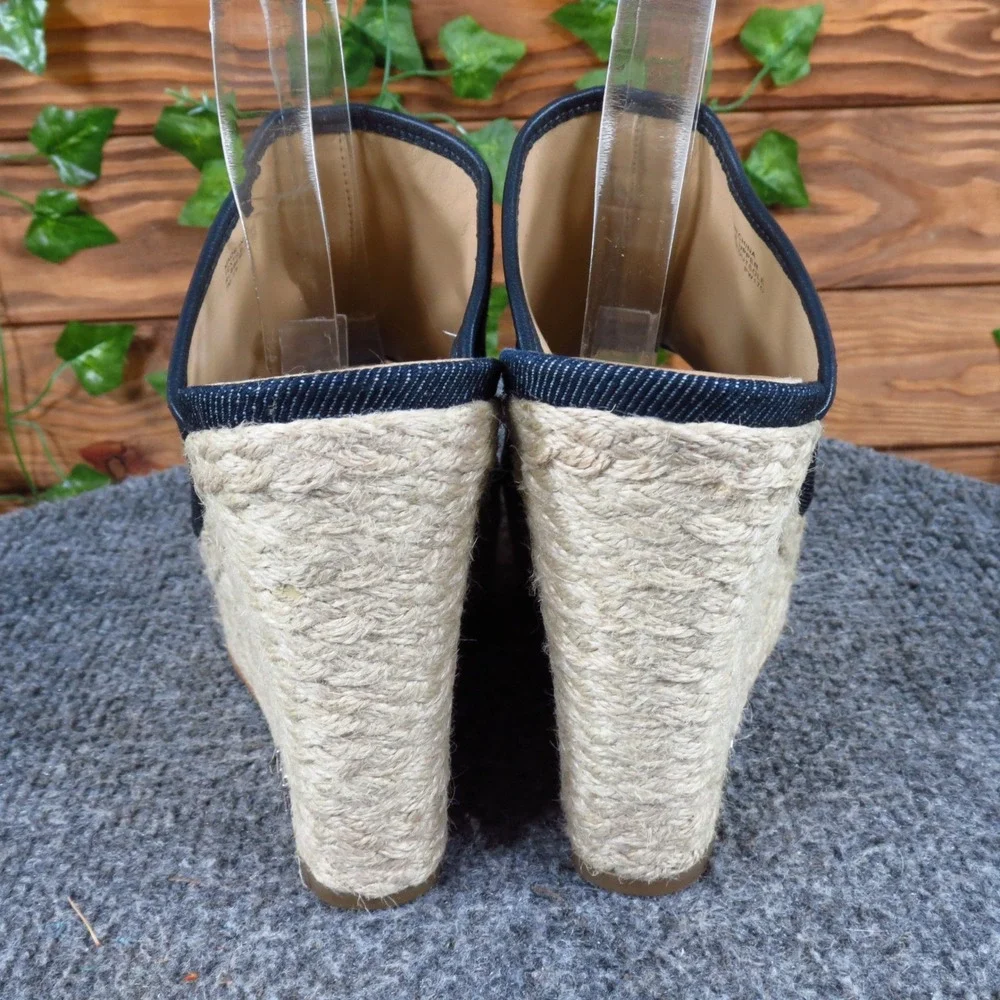 Michael Kors Hastings Mule Womens Wedge Sandals Size 7M Summer Navy Denim Jute